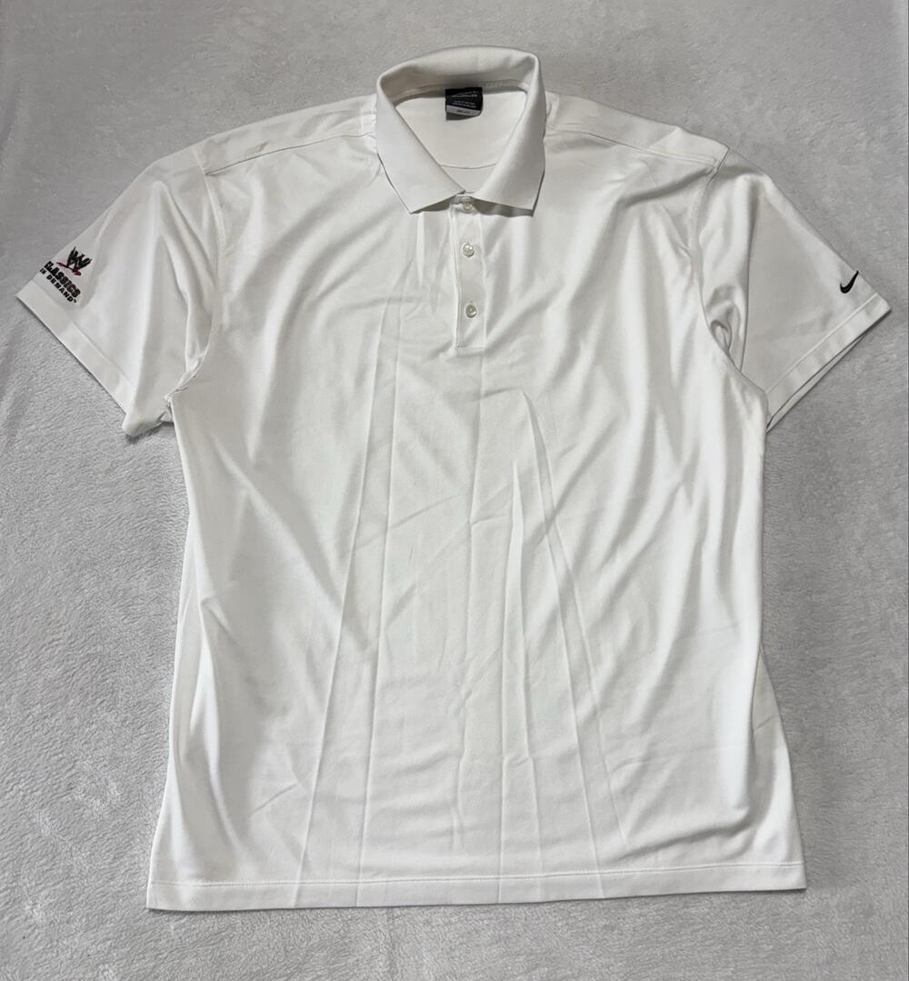 Nike Golf Polo Shirt Mens 2XL White Dri-FIT WWE Classics Wrestling Performance